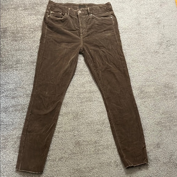 MOTHER Pants - Mother High Waisted Looker Hopscotch Cinnamon Brown Corduroy Pants Size 28
